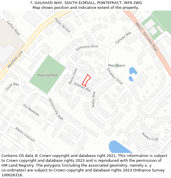 7, GALAHAD WAY, SOUTH ELMSALL, PONTEFRACT, WF9 2WG: Location map and indicative extent of plot