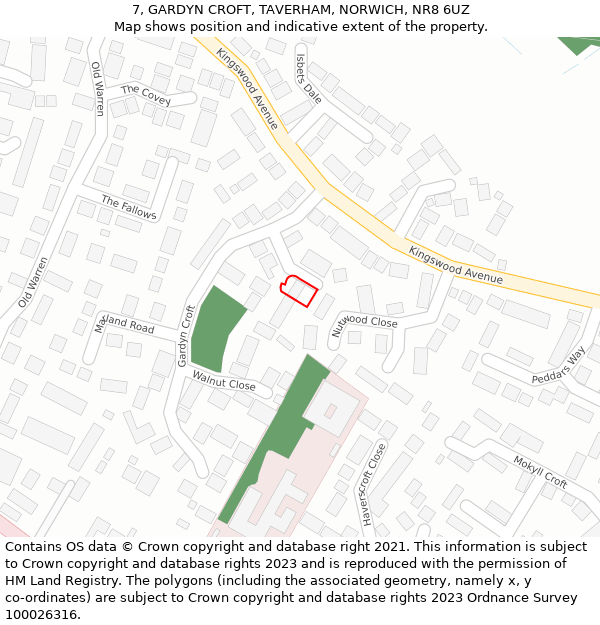 7, GARDYN CROFT, TAVERHAM, NORWICH, NR8 6UZ: Location map and indicative extent of plot