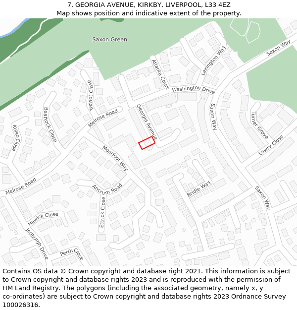 7, GEORGIA AVENUE, KIRKBY, LIVERPOOL, L33 4EZ: Location map and indicative extent of plot