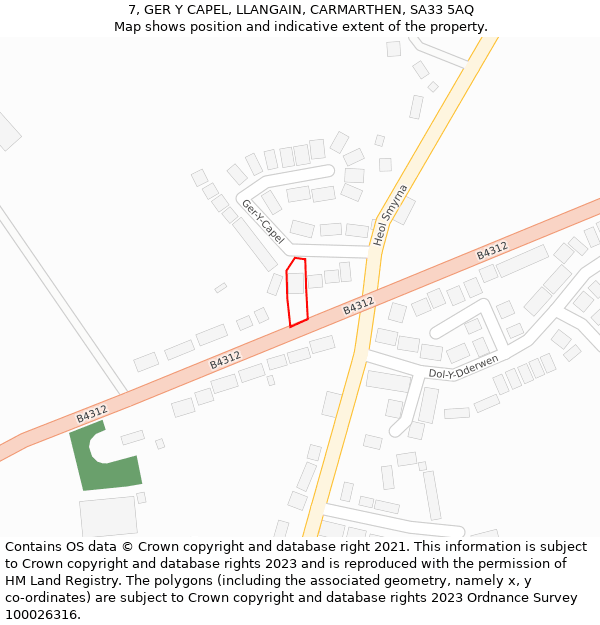 7, GER Y CAPEL, LLANGAIN, CARMARTHEN, SA33 5AQ: Location map and indicative extent of plot