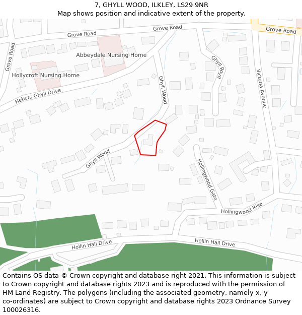 7, GHYLL WOOD, ILKLEY, LS29 9NR: Location map and indicative extent of plot