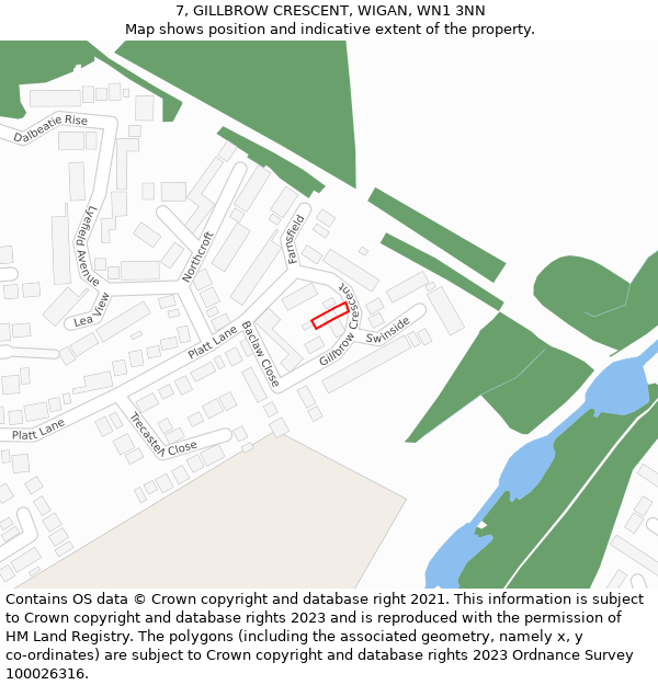 7, GILLBROW CRESCENT, WIGAN, WN1 3NN: Location map and indicative extent of plot