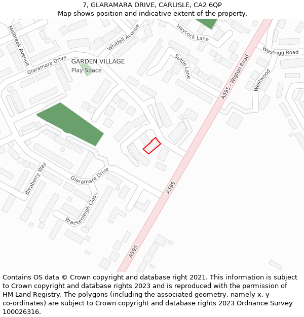 7, GLARAMARA DRIVE, CARLISLE, CA2 6QP: Location map and indicative extent of plot