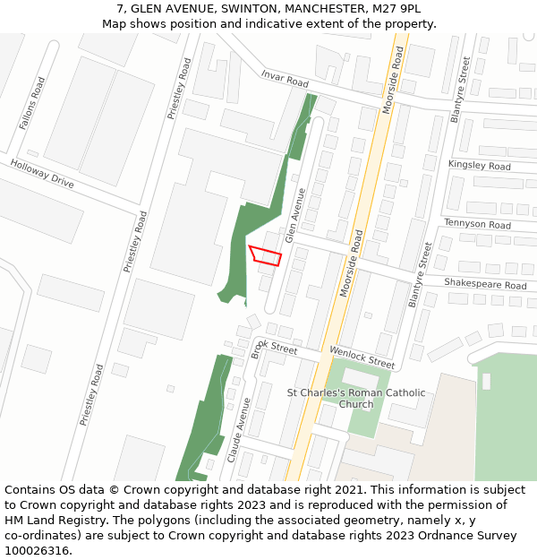 7, GLEN AVENUE, SWINTON, MANCHESTER, M27 9PL: Location map and indicative extent of plot