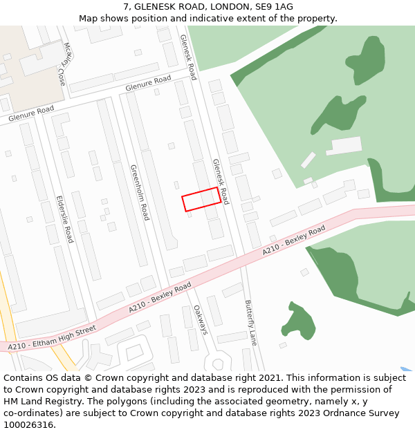 7, GLENESK ROAD, LONDON, SE9 1AG: Location map and indicative extent of plot