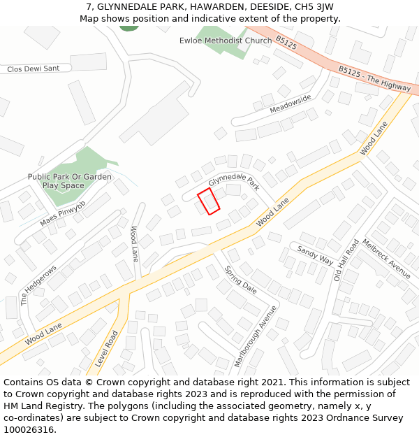 7, GLYNNEDALE PARK, HAWARDEN, DEESIDE, CH5 3JW: Location map and indicative extent of plot