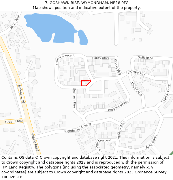 7, GOSHAWK RISE, WYMONDHAM, NR18 9FG: Location map and indicative extent of plot