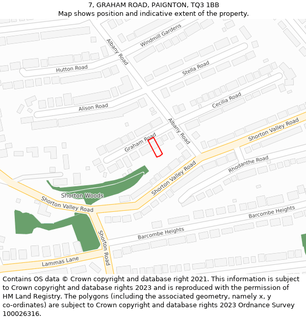 7, GRAHAM ROAD, PAIGNTON, TQ3 1BB: Location map and indicative extent of plot