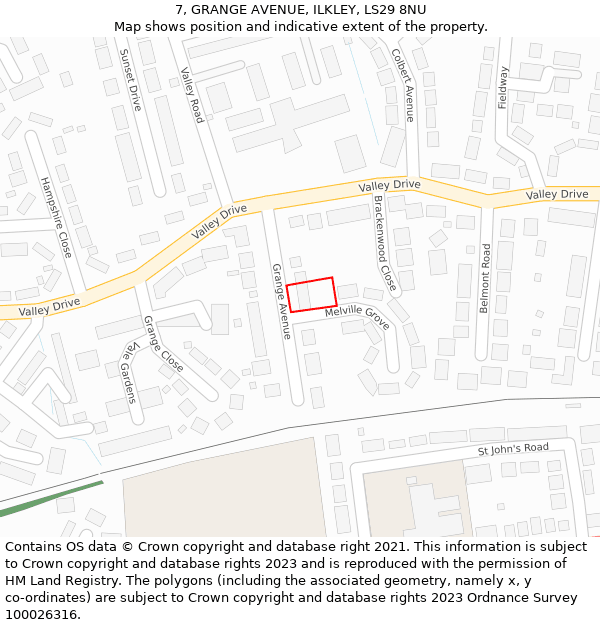 7, GRANGE AVENUE, ILKLEY, LS29 8NU: Location map and indicative extent of plot