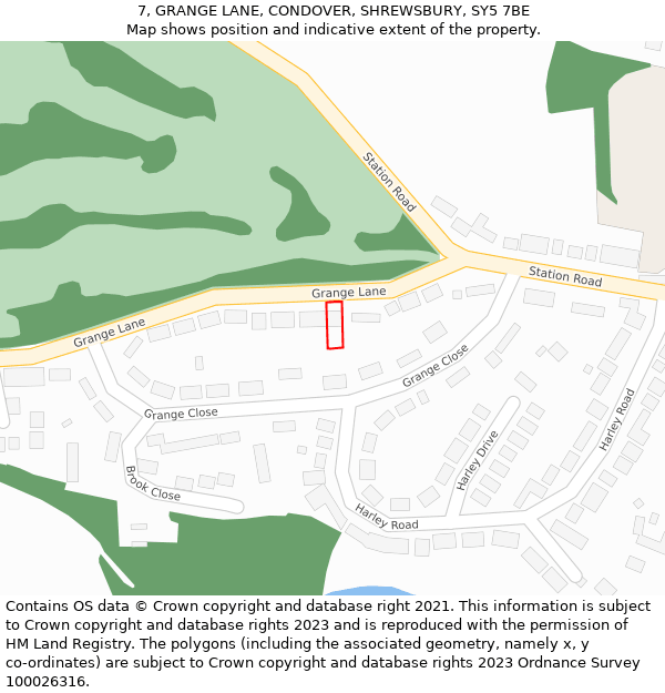 7, GRANGE LANE, CONDOVER, SHREWSBURY, SY5 7BE: Location map and indicative extent of plot