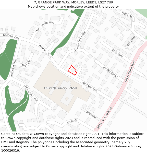 7, GRANGE PARK WAY, MORLEY, LEEDS, LS27 7UP: Location map and indicative extent of plot