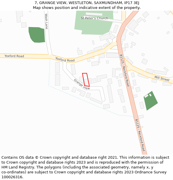 7, GRANGE VIEW, WESTLETON, SAXMUNDHAM, IP17 3EJ: Location map and indicative extent of plot