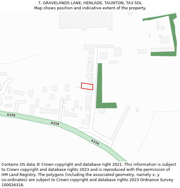 7, GRAVELANDS LANE, HENLADE, TAUNTON, TA3 5DL: Location map and indicative extent of plot