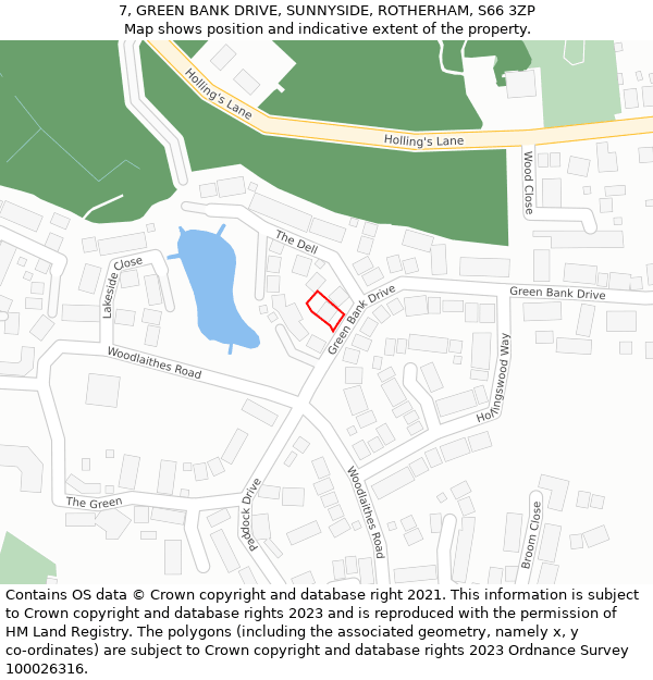 7, GREEN BANK DRIVE, SUNNYSIDE, ROTHERHAM, S66 3ZP: Location map and indicative extent of plot