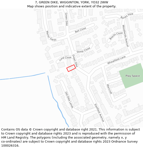 7, GREEN DIKE, WIGGINTON, YORK, YO32 2WW: Location map and indicative extent of plot