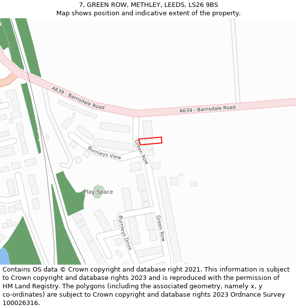 7, GREEN ROW, METHLEY, LEEDS, LS26 9BS: Location map and indicative extent of plot