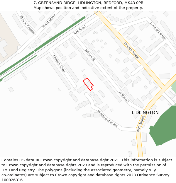 7, GREENSAND RIDGE, LIDLINGTON, BEDFORD, MK43 0PB: Location map and indicative extent of plot