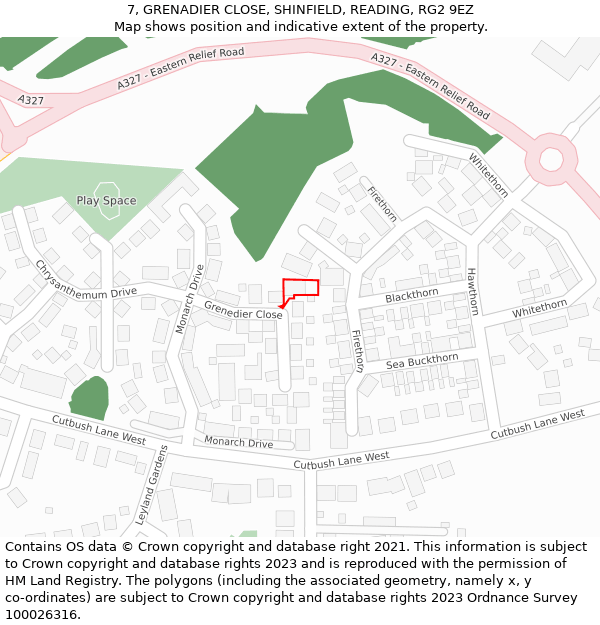 7, GRENADIER CLOSE, SHINFIELD, READING, RG2 9EZ: Location map and indicative extent of plot