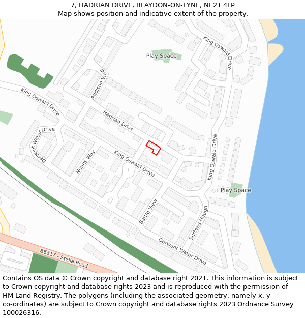 7, HADRIAN DRIVE, BLAYDON-ON-TYNE, NE21 4FP: Location map and indicative extent of plot
