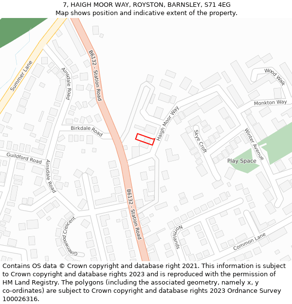 7, HAIGH MOOR WAY, ROYSTON, BARNSLEY, S71 4EG: Location map and indicative extent of plot