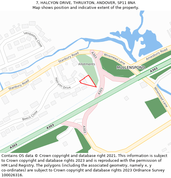 7, HALCYON DRIVE, THRUXTON, ANDOVER, SP11 8NA: Location map and indicative extent of plot