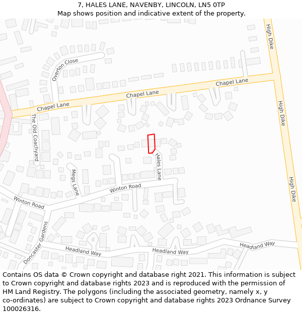 7, HALES LANE, NAVENBY, LINCOLN, LN5 0TP: Location map and indicative extent of plot