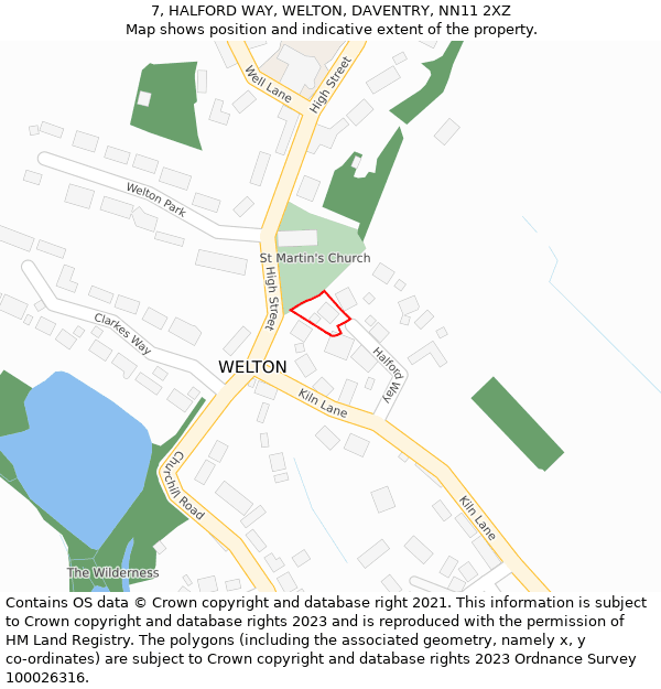 7, HALFORD WAY, WELTON, DAVENTRY, NN11 2XZ: Location map and indicative extent of plot
