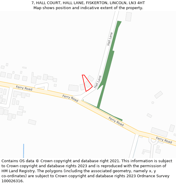 7, HALL COURT, HALL LANE, FISKERTON, LINCOLN, LN3 4HT: Location map and indicative extent of plot