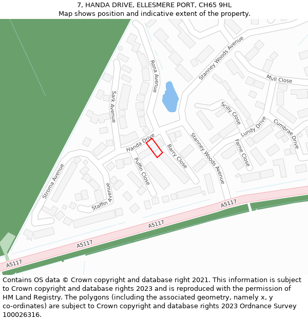 7, HANDA DRIVE, ELLESMERE PORT, CH65 9HL: Location map and indicative extent of plot