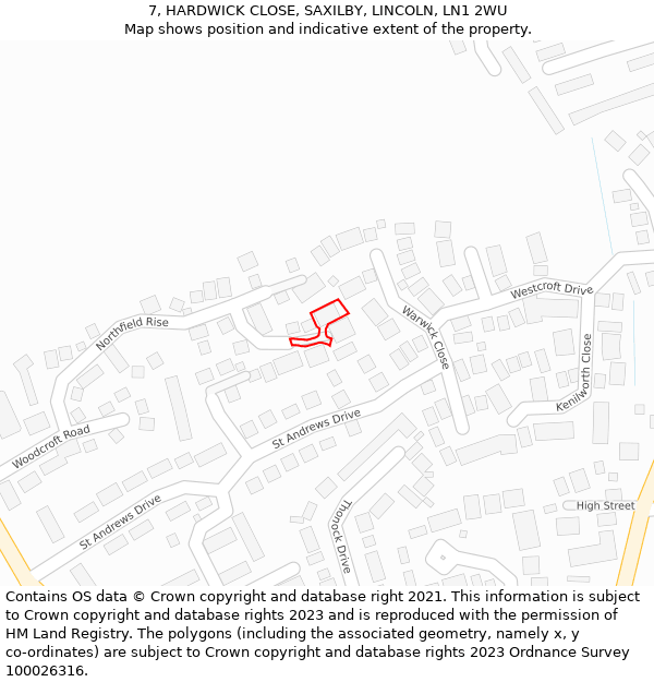 7, HARDWICK CLOSE, SAXILBY, LINCOLN, LN1 2WU: Location map and indicative extent of plot