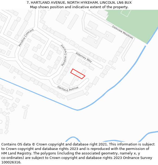 7, HARTLAND AVENUE, NORTH HYKEHAM, LINCOLN, LN6 8UX: Location map and indicative extent of plot