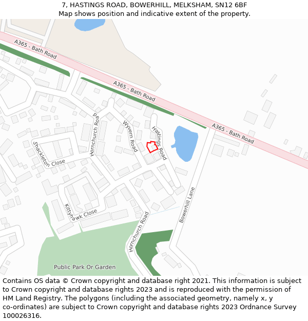 7, HASTINGS ROAD, BOWERHILL, MELKSHAM, SN12 6BF: Location map and indicative extent of plot