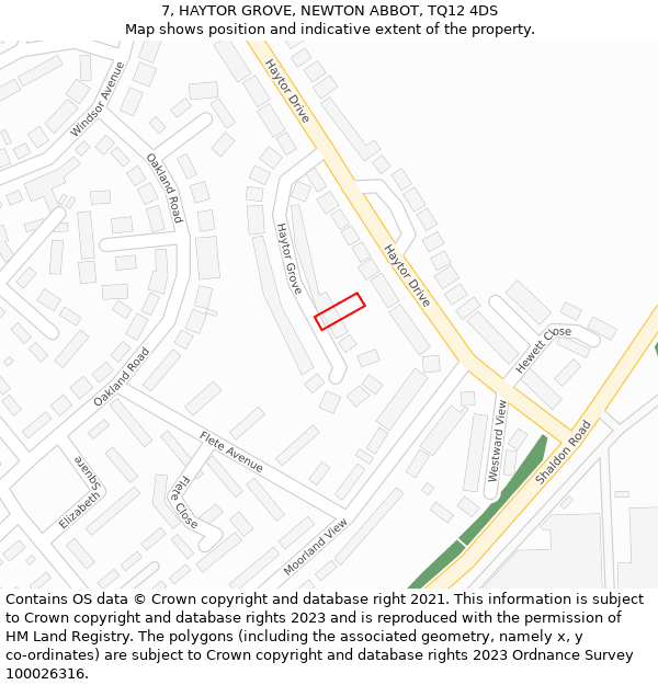 7, HAYTOR GROVE, NEWTON ABBOT, TQ12 4DS: Location map and indicative extent of plot