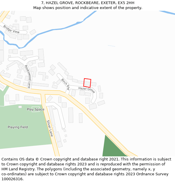 7, HAZEL GROVE, ROCKBEARE, EXETER, EX5 2HH: Location map and indicative extent of plot