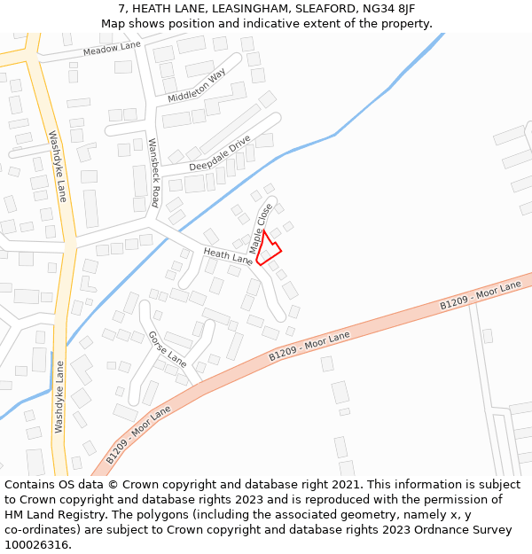 7, HEATH LANE, LEASINGHAM, SLEAFORD, NG34 8JF: Location map and indicative extent of plot