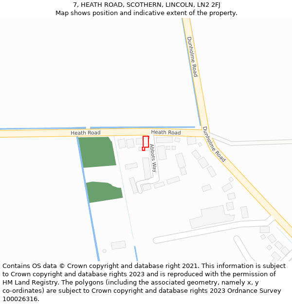 7, HEATH ROAD, SCOTHERN, LINCOLN, LN2 2FJ: Location map and indicative extent of plot