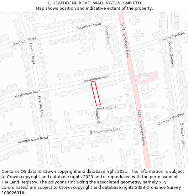 7, HEATHDENE ROAD, WALLINGTON, SM6 0TD: Location map and indicative extent of plot