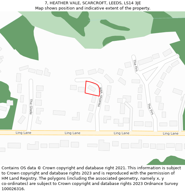 7, HEATHER VALE, SCARCROFT, LEEDS, LS14 3JE: Location map and indicative extent of plot