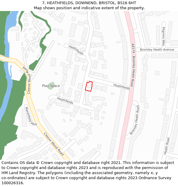 7, HEATHFIELDS, DOWNEND, BRISTOL, BS16 6HT: Location map and indicative extent of plot