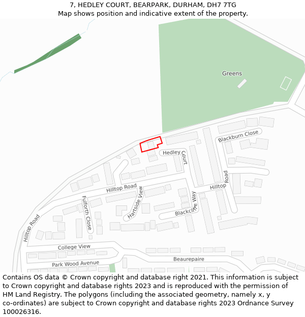 7, HEDLEY COURT, BEARPARK, DURHAM, DH7 7TG: Location map and indicative extent of plot