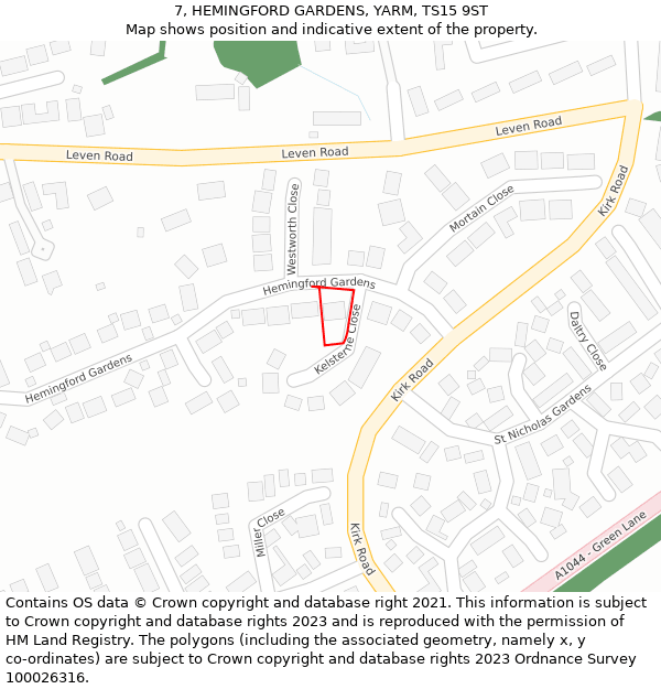 7, HEMINGFORD GARDENS, YARM, TS15 9ST: Location map and indicative extent of plot