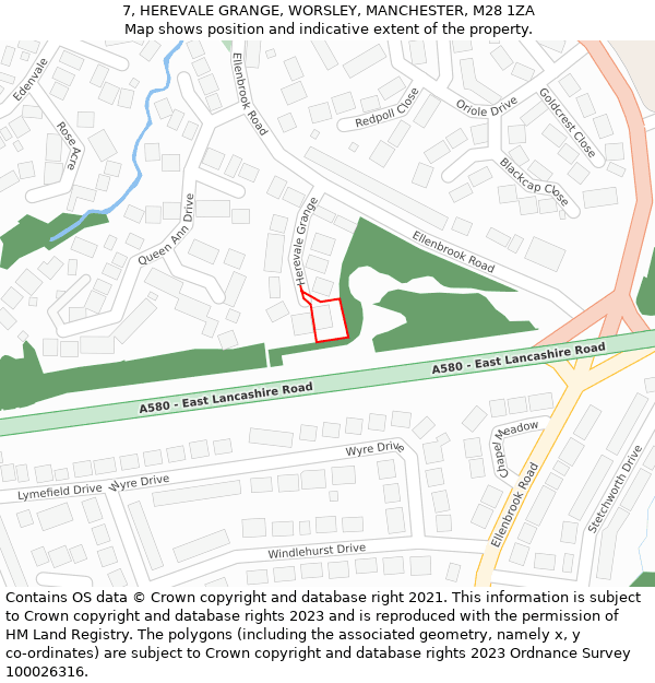 7, HEREVALE GRANGE, WORSLEY, MANCHESTER, M28 1ZA: Location map and indicative extent of plot