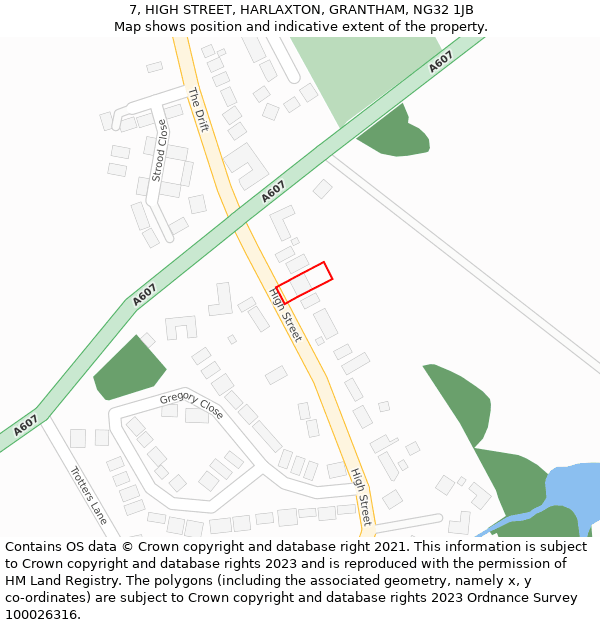7, HIGH STREET, HARLAXTON, GRANTHAM, NG32 1JB: Location map and indicative extent of plot