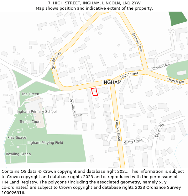 7, HIGH STREET, INGHAM, LINCOLN, LN1 2YW: Location map and indicative extent of plot