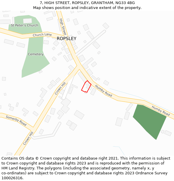 7, HIGH STREET, ROPSLEY, GRANTHAM, NG33 4BG: Location map and indicative extent of plot