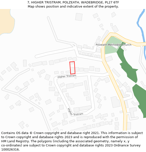 7, HIGHER TRISTRAM, POLZEATH, WADEBRIDGE, PL27 6TF: Location map and indicative extent of plot