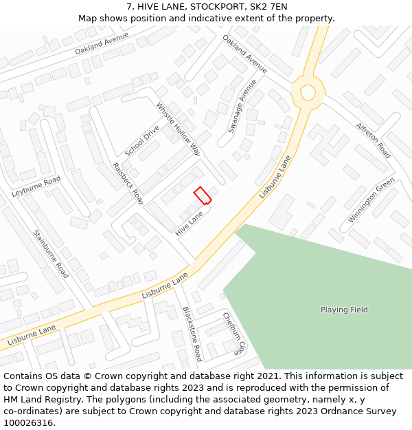 7, HIVE LANE, STOCKPORT, SK2 7EN: Location map and indicative extent of plot