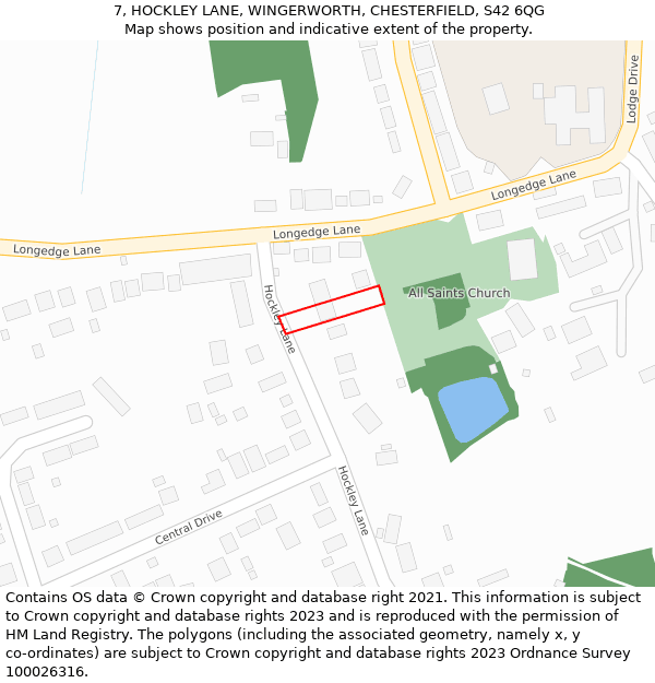 7, HOCKLEY LANE, WINGERWORTH, CHESTERFIELD, S42 6QG: Location map and indicative extent of plot