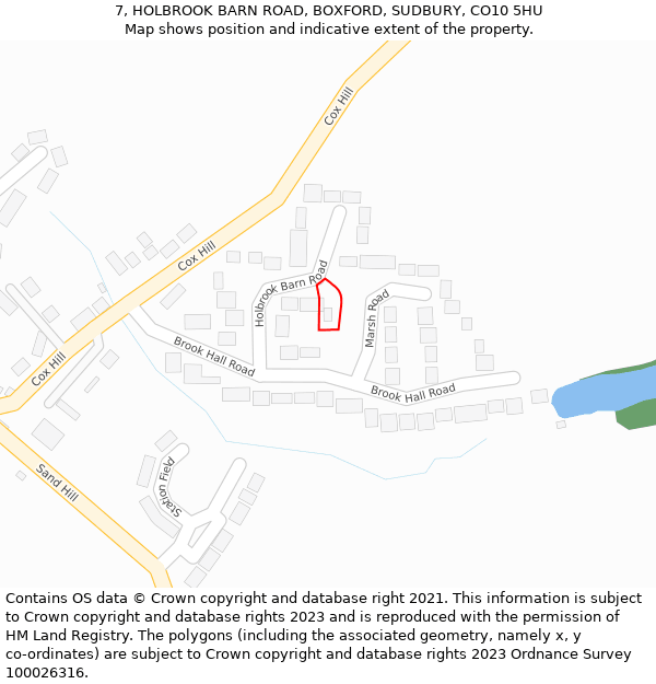 7, HOLBROOK BARN ROAD, BOXFORD, SUDBURY, CO10 5HU: Location map and indicative extent of plot