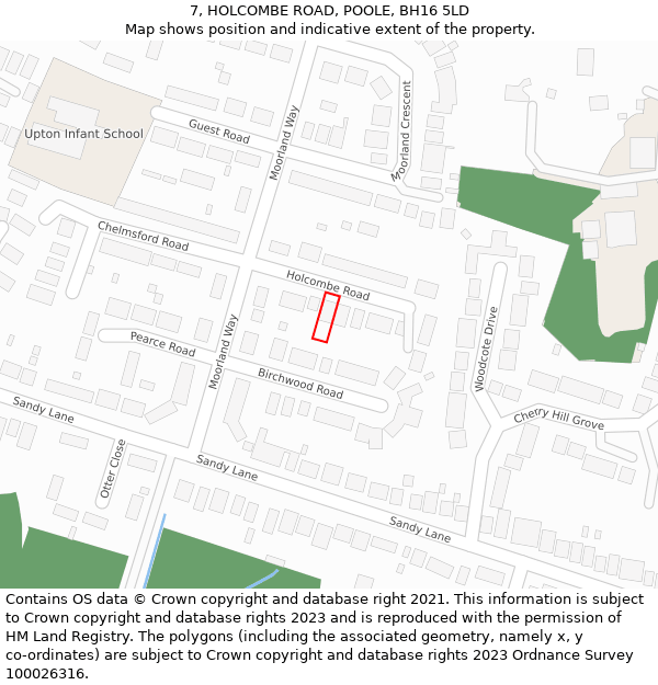 7, HOLCOMBE ROAD, POOLE, BH16 5LD: Location map and indicative extent of plot